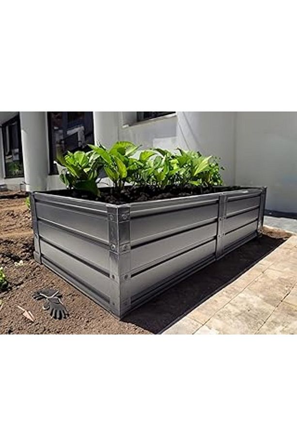 Modüler Galvanize Yükseltilmiş Bahçe Bostan Sebze Yatağı 120x60x30 Cm - Antrasit - 1