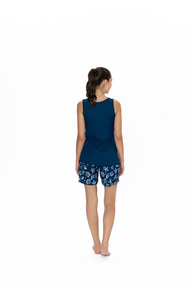 U.S. Polo Assn. Kadın Lacivert Desenli Şort-Atlet Pijama Takımı - ARASS20W10W6W - 3