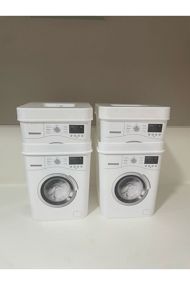2 Adet 3,5 Litre Dekoratif Deterjanlık Deterjan Kutusu Deterjan Kabı - 6 6l Makine RESİMLİ Şekilli - 4