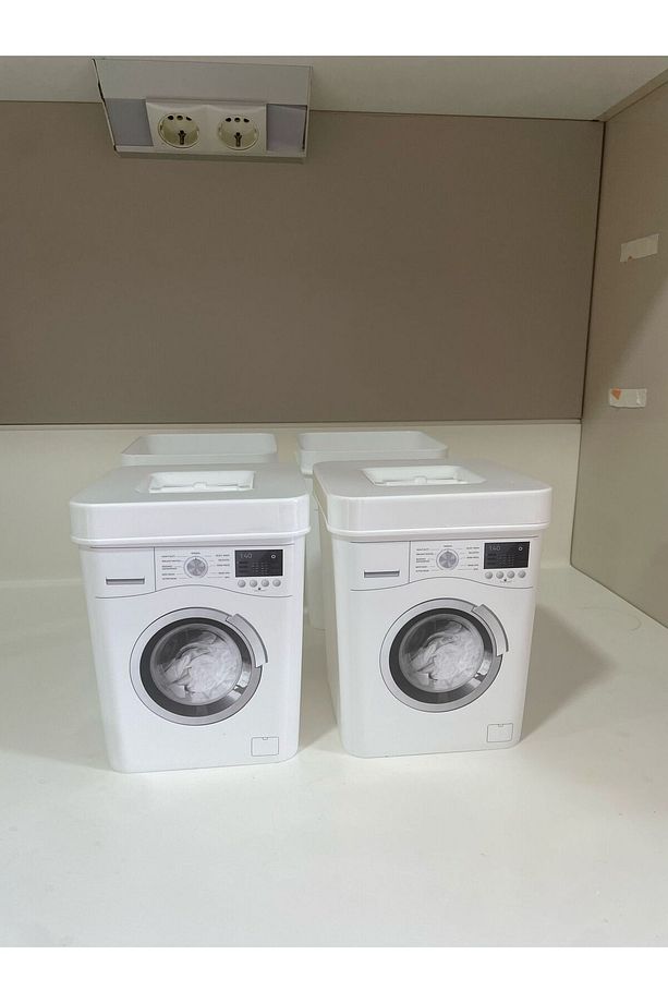 2 Adet 3,5 Litre Dekoratif Deterjanlık Deterjan Kutusu Deterjan Kabı - 6 6l Makine RESİMLİ Şekilli - 1