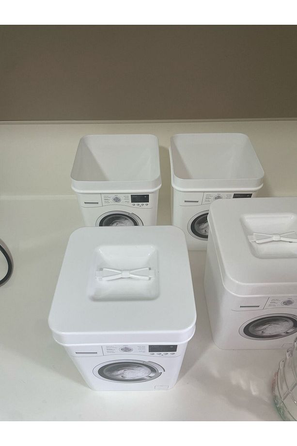 2 Adet 3,5 Litre Dekoratif Deterjanlık Deterjan Kutusu Deterjan Kabı - 6 6l Makine RESİMLİ Şekilli - 5