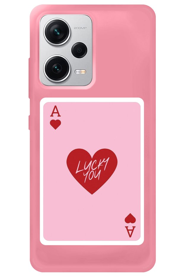 Silicone Phone Case for Xiaomi Redmi Note 12 Pro 5g Pink Inner Velvet Lucky You Pattern