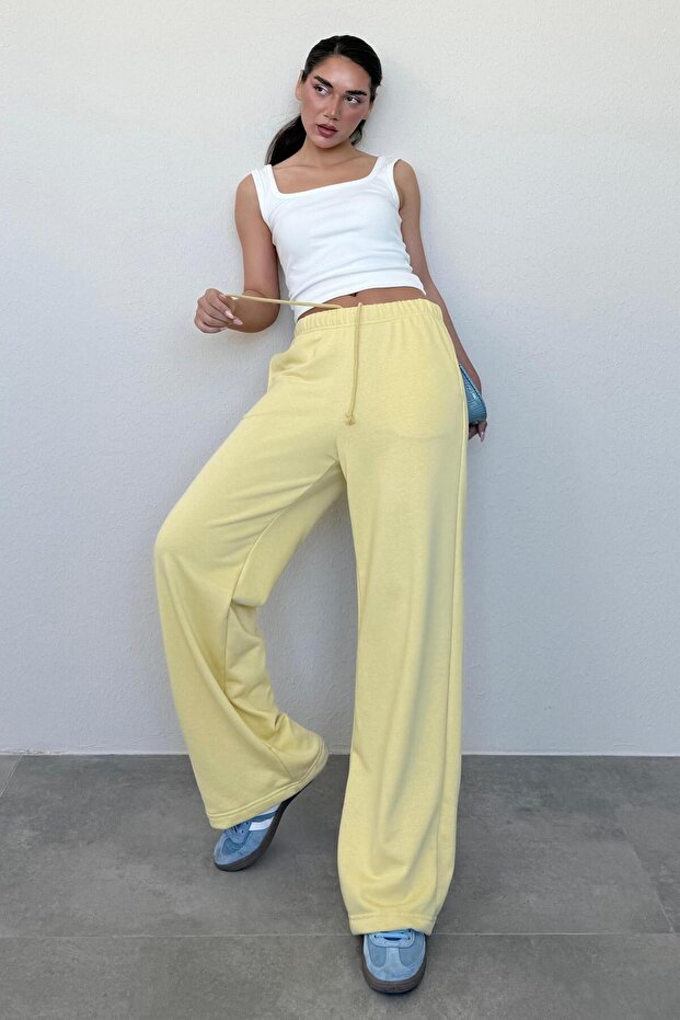 Sarı Bol Paça Kadın Eşofman Altı MG2279 - 6