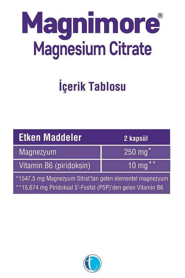 Magnezyum Sitrat 60 Bitkisel Kapsül Vitamin B6 P5P - 3