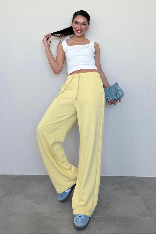 Sarı Bol Paça Kadın Eşofman Altı MG2279 - 5