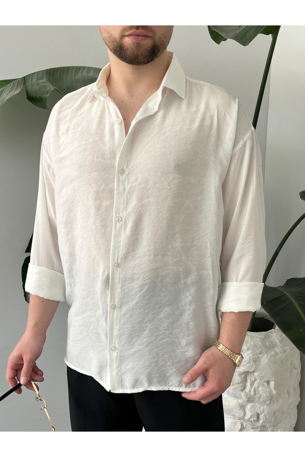 Erkek Oversize Modal Gömlek - 1