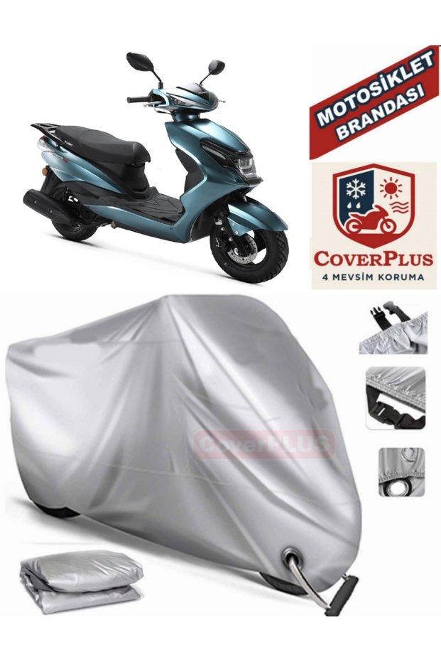 Gray Lock Compatible Motor Tarpaulin Kuba Space 50 Pro Motorcycle Tarpaulin Cover Tent (Motoen)