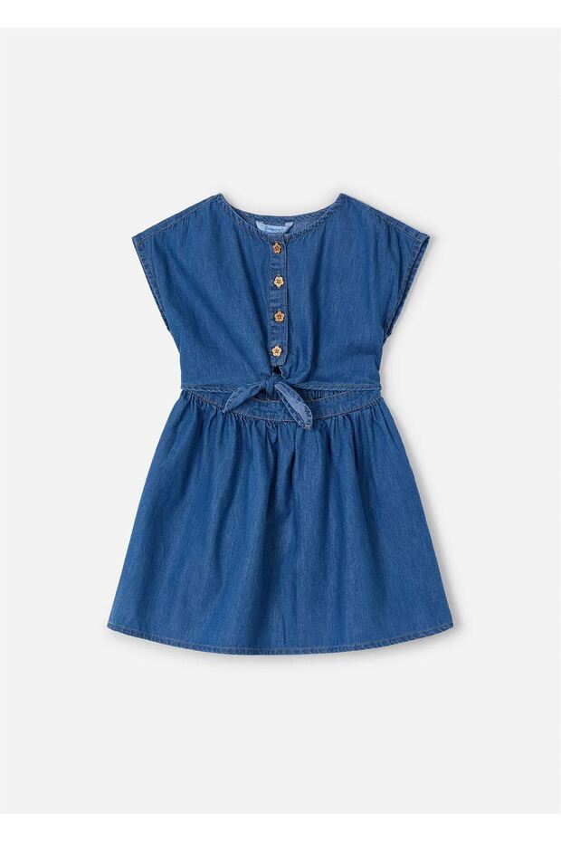 Girl's Buttoned Dress Dark Blue 3931
