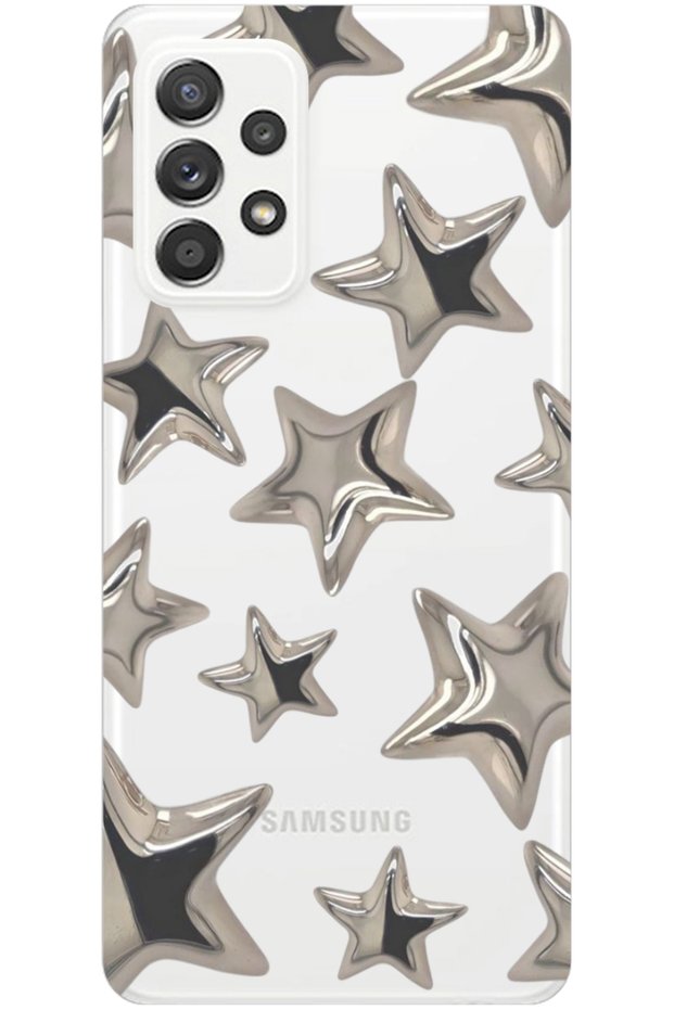 Samsung A73 Transparent Stars Patterned Silicone Phone Case
