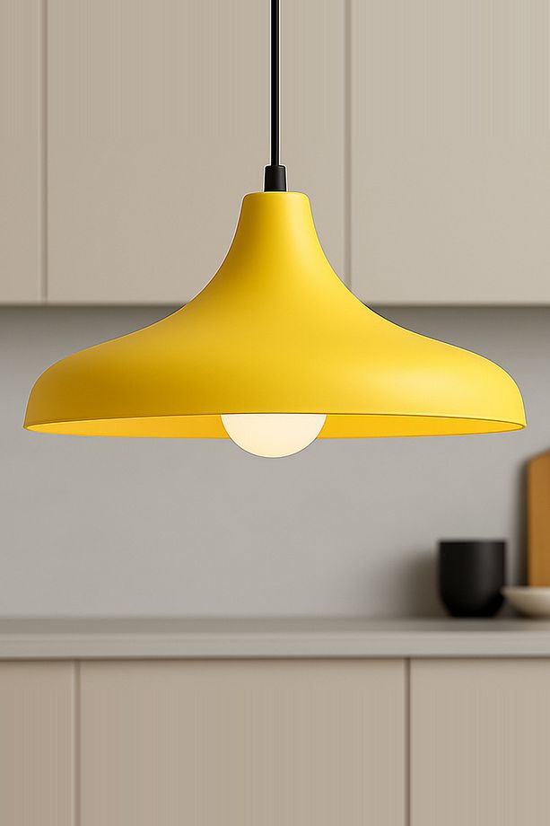 Aura Metal Tekli Sarı Sarkıt Avize Retro Rustik Model Modern Endüstriyel Mufak Hol Cafe Salon Avize - 1