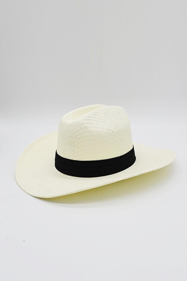 Men's Sun Visor Hat Adjustable Wide Brim Straw Hat for Outdoor Activities - Beige