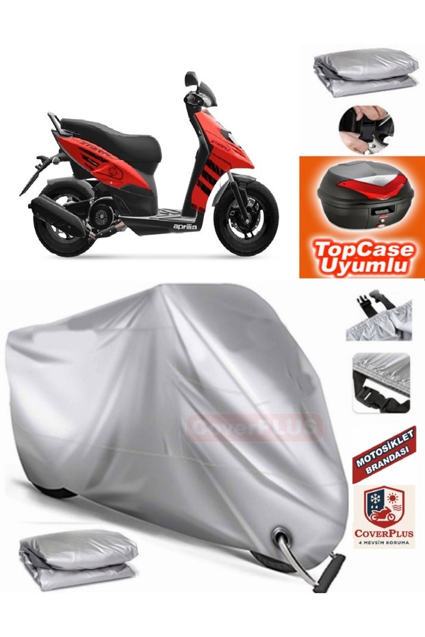 Gray Lock Compatible Aprilia Sr 150 Tarpaulin Topcase Rear Bag Compatible Motor Tarpaulin