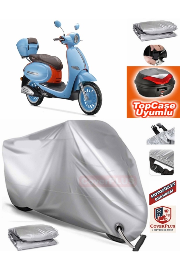 Gray Lock Compatible Arora Cappucino 125 Tarpaulin Topcase Backpack Compatible Motor Tarpaulin