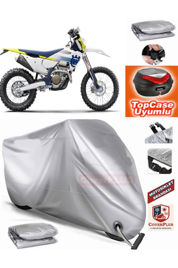 Gray Lock Compatible Husqvarna Fe 501 Tarpaulin Topcase Rear Bag Compatible Motor Tarpaulin