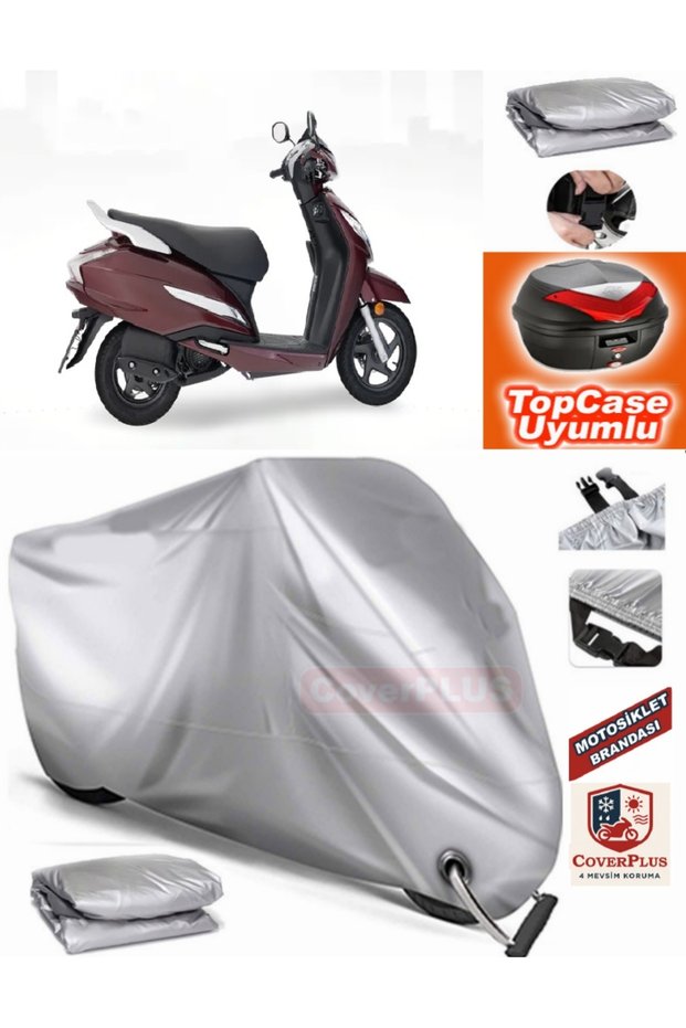 Gray Lock Compatible Honda Activa 110 Tarpaulin Topcase Rear Bag Compatible Motor Tarpaulin