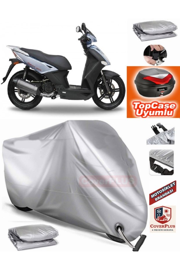 Gray Lock Compatible Kymco Agility City 200 I Tarpaulin Topcase Rear Bag Compatible Motor Tarpaulin