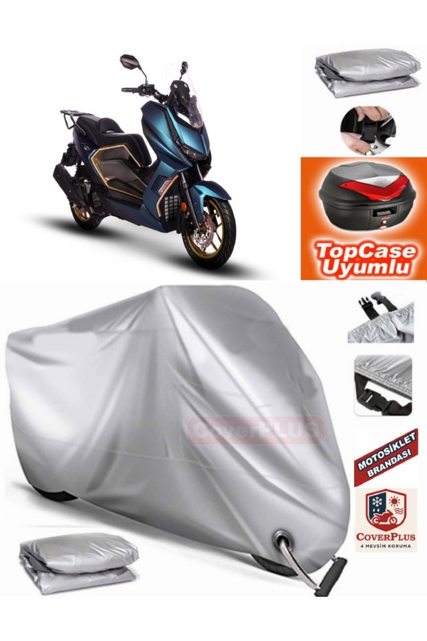 Gray Lock Compatible Regal Raptor Xsuv125 Tarpaulin Topcase Rear Bag Compatible Motor Tarpaulin