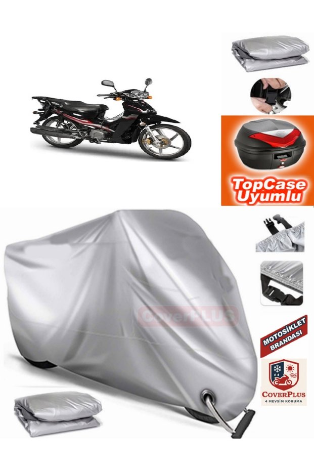 Gray Lock Compatible Motoran Wind 125 Tarpaulin Topcase Rear Bag Compatible Motor Tarpaulin
