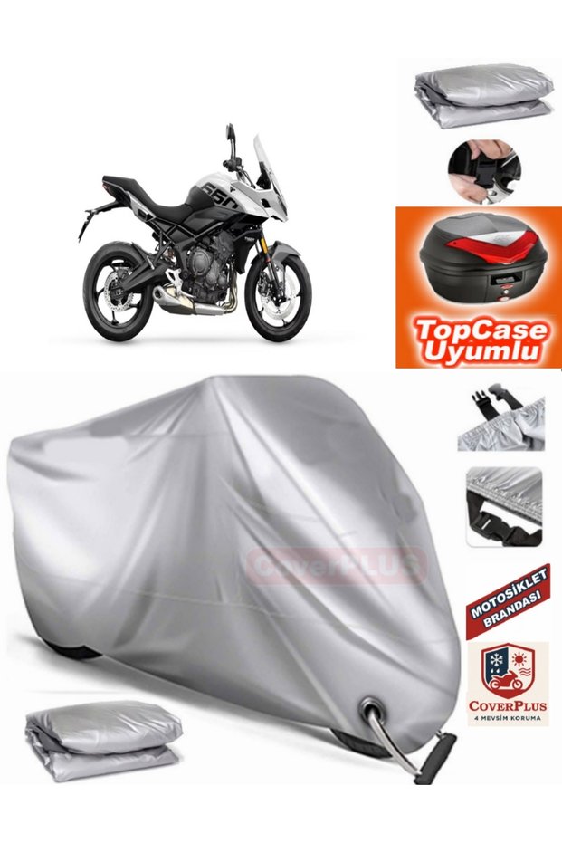 Gray Lock Compatible Triumph Tiger Sport 660 Tarpaulin Topcase Rear Bag Compatible Motor Tarpaulin