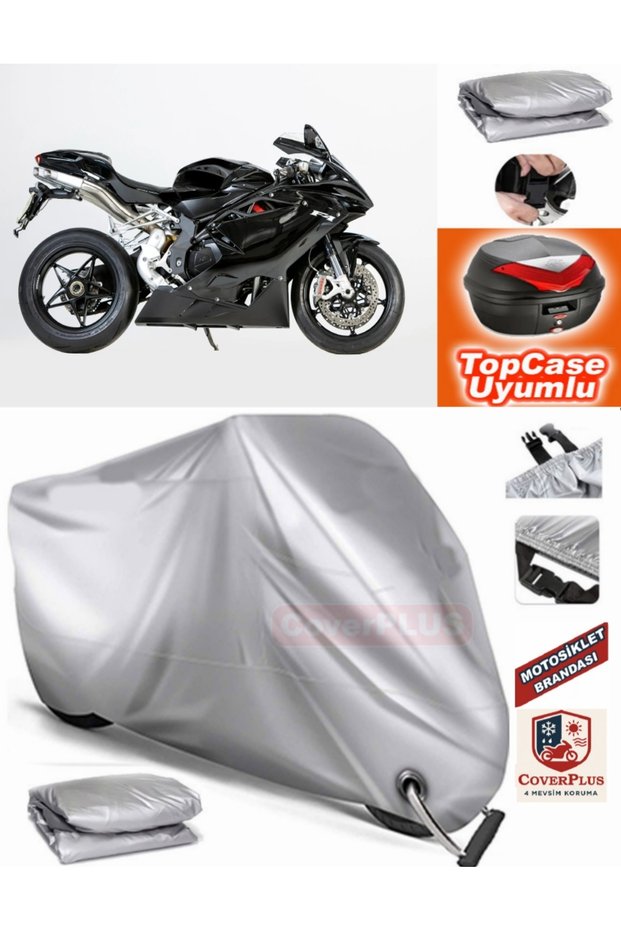 Gray Lock Compatible Mv Agusta F4 1000 R Tarpaulin Topcase Rear Bag Compatible Motor Tarpaulin