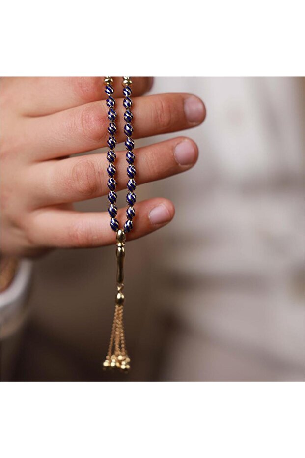 Larcivert mineli, altın tesbih - 3