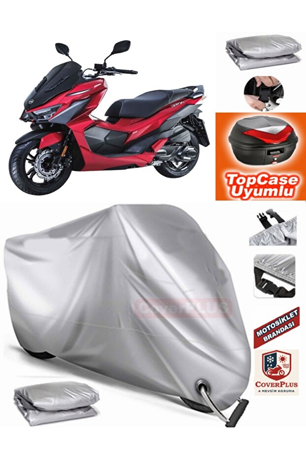 Gray Lock Compatible Sym Jet X 125 Tarpaulin Topcase Back Bag Compatible Motor Tarpaulin
