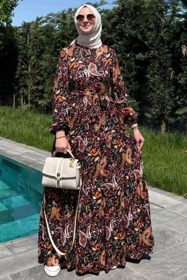 Rochie cu model șal neagră - 5