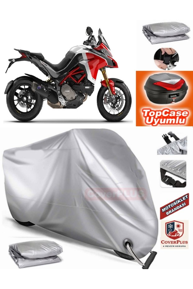 Gray Lock Compatible Ducati Multistrada 1260 Enduro Tarpaulin Topcase Rear Bag Compatible Motor Tarpaulin