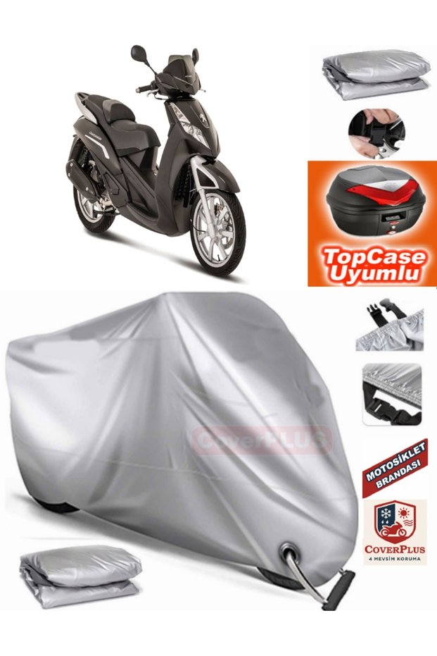 Gray Lock Compatible Peugeot Geopolis 300 Tarpaulin Topcase Rear Bag Compatible Motor Tarpaulin