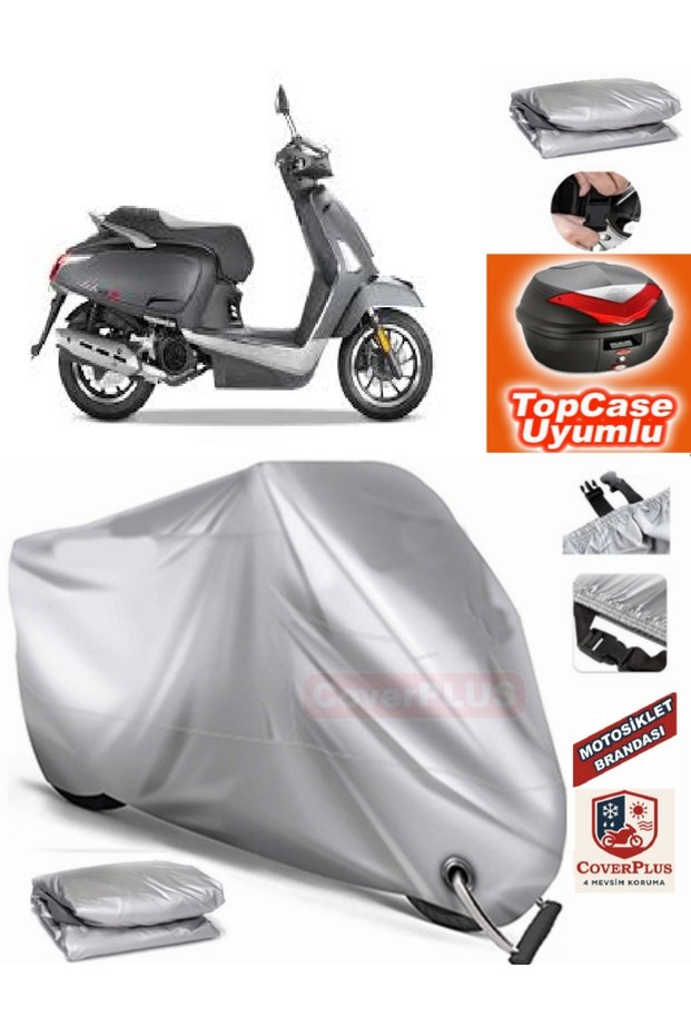 Gray Lock Compatible Kymco Like S 125 Tarpaulin Topcase Rear Bag Compatible Motor Tarpaulin
