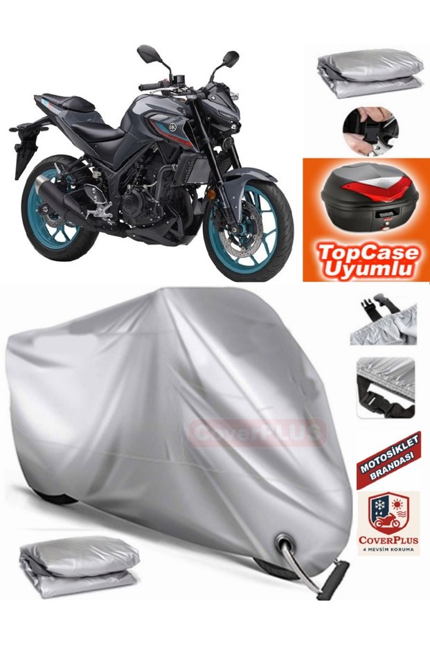 Gray Lock Compatible Yamaha Mt-03 Tarpaulin Topcase Rear Bag Compatible Motor Tarpaulin