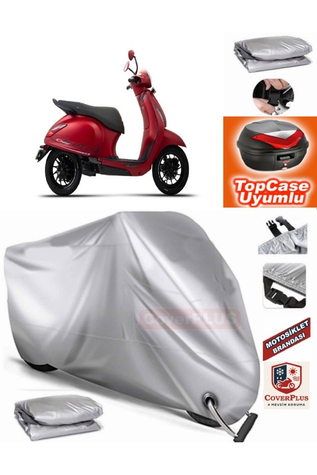 Gray Lock Compatible Bajaj Chetak Tarpaulin Topcase Rear Bag Compatible Motor Tarpaulin