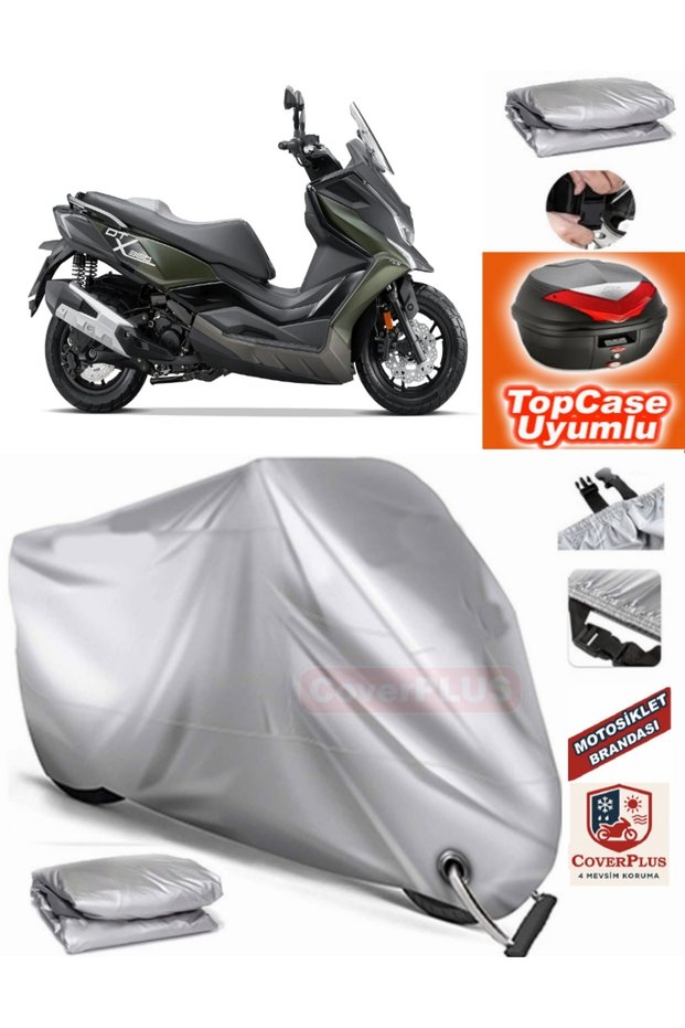 Gray Lock Compatible Kymco Dt X360 Tarpaulin Topcase Rear Bag Compatible Motor Tarpaulin