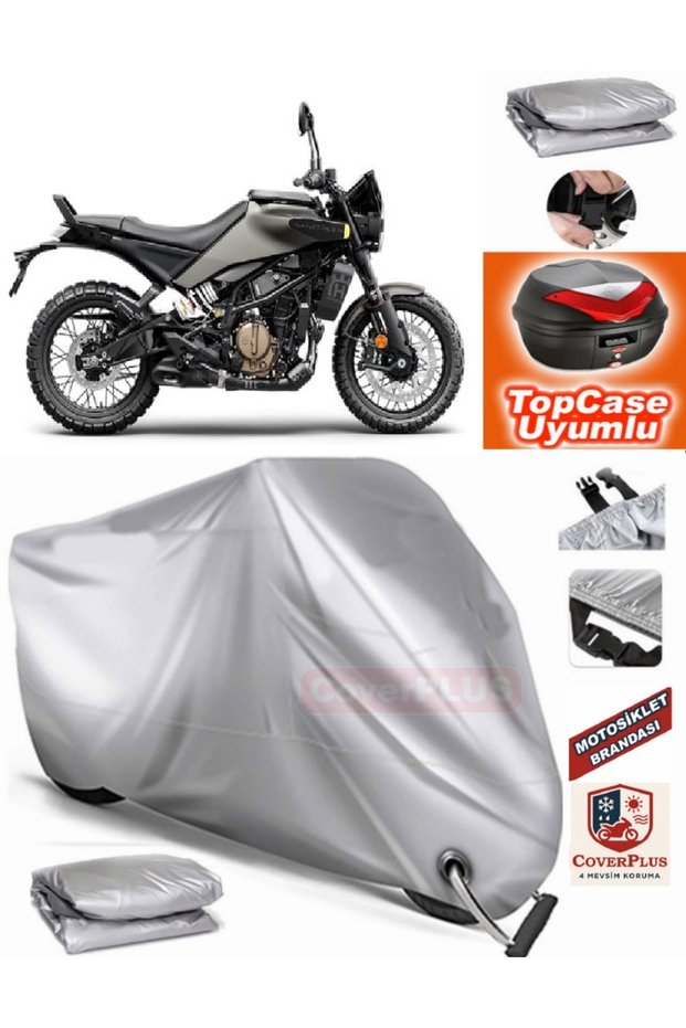 Gray Lock Compatible Husqvarna Svartpilen 401 Tarpaulin Topcase Rear Bag Compatible Motor Tarpaulin