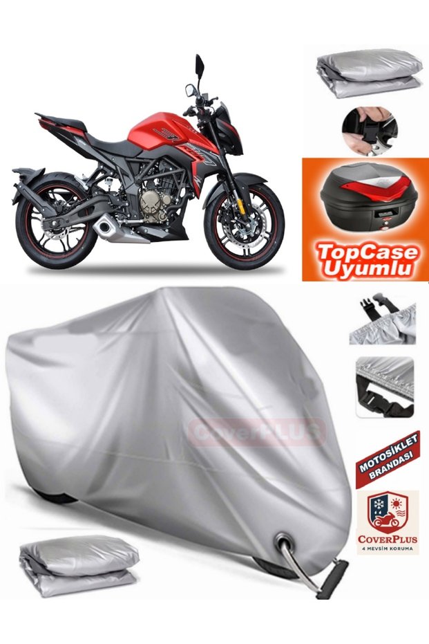 Gray Lock Compatible Voge 300 R Tarpaulin Topcase Back Bag Compatible Motor Tarpaulin