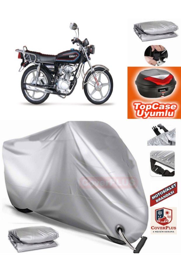 Gray Lock Compatible Kuba Kh125-12D Tarpaulin Topcase Rear Bag Compatible Motor Tarpaulin