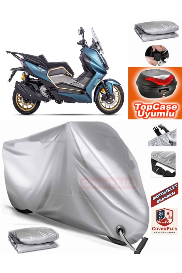 Gray Lock Compatible Regal Raptor Xsuv250 Tarpaulin Topcase Rear Bag Compatible Motor Tarpaulin