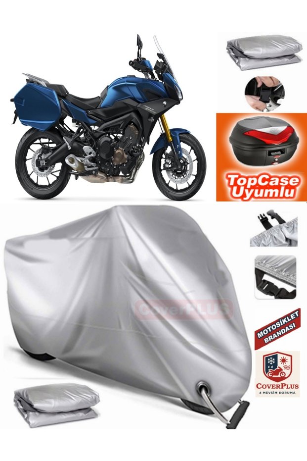 Gray Lock Compatible Yamaha Tracer 900 Gt Tarpaulin Topcase Rear Bag Compatible Motor Tarpaulin