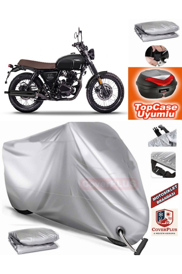 Gray Lock Compatible Brixton Cromwell 250 Tarpaulin Topcase Rear Bag Compatible Motor Tarpaulin