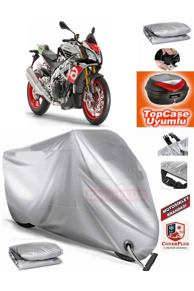 Gray Lock Compatible Aprilia Tuono V4 1100 Factory Tarpaulin Topcase Rear Bag Compatible Motor Tarpaulin
