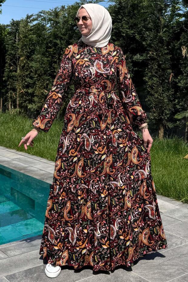 Rochie cu model șal neagră - 6