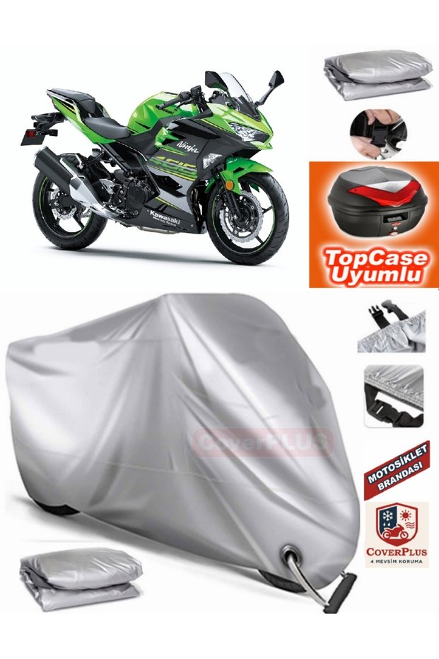 Gray Lock Compatible Kawasaki Ninja 400 Tarpaulin Topcase Rear Bag Compatible Motor Tarpaulin