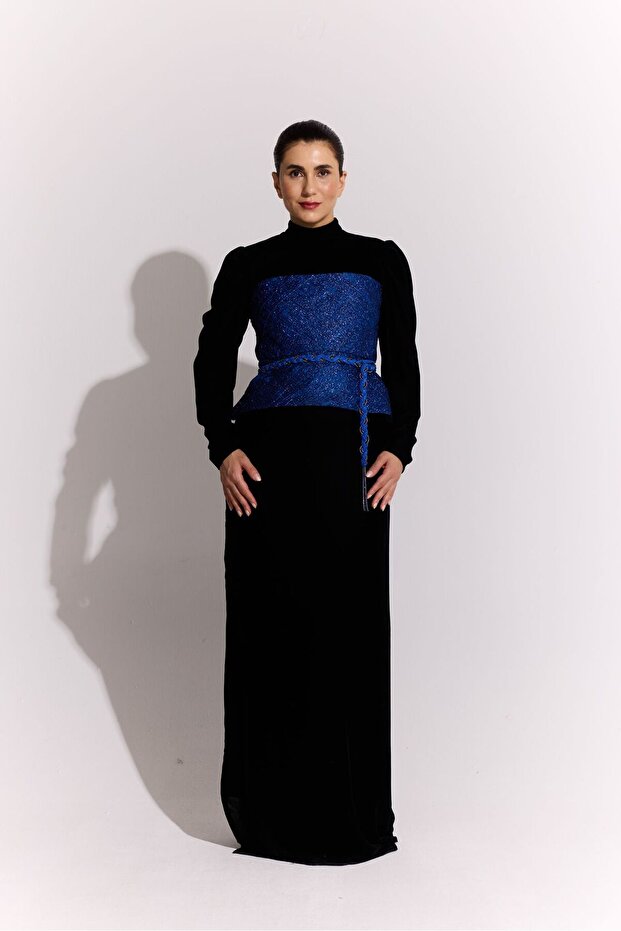 İpek Kadife Elbise - 3