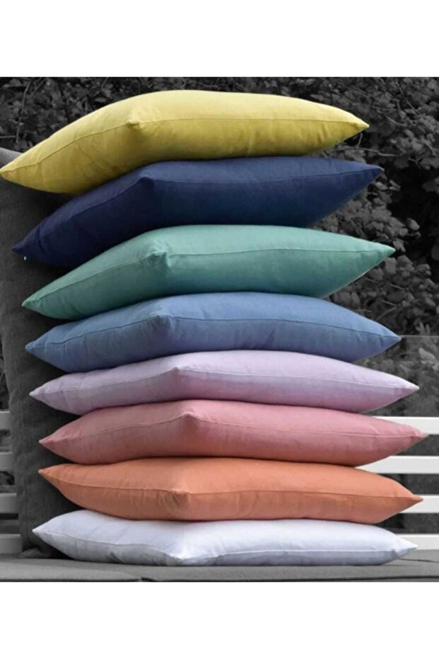 8 أكياس وسائد قطنية بلون سادة - 1