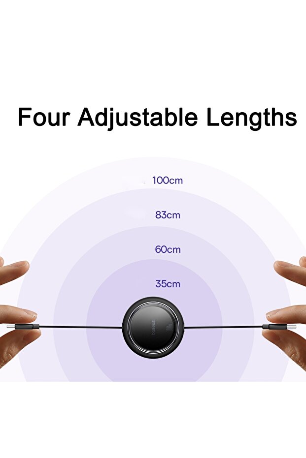 Baseus 100W Free2 Draw Mini Both-Way Retractable USB-C to USB-C Fast Charging Data Cable 1M - Black - 3