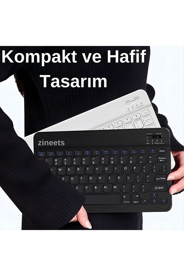 Kablosuz Şarjlı Bluetooth Pembe Klavye Mouse Seti Ultra Slim Tablet Telefon Windows Uyumlu - 2