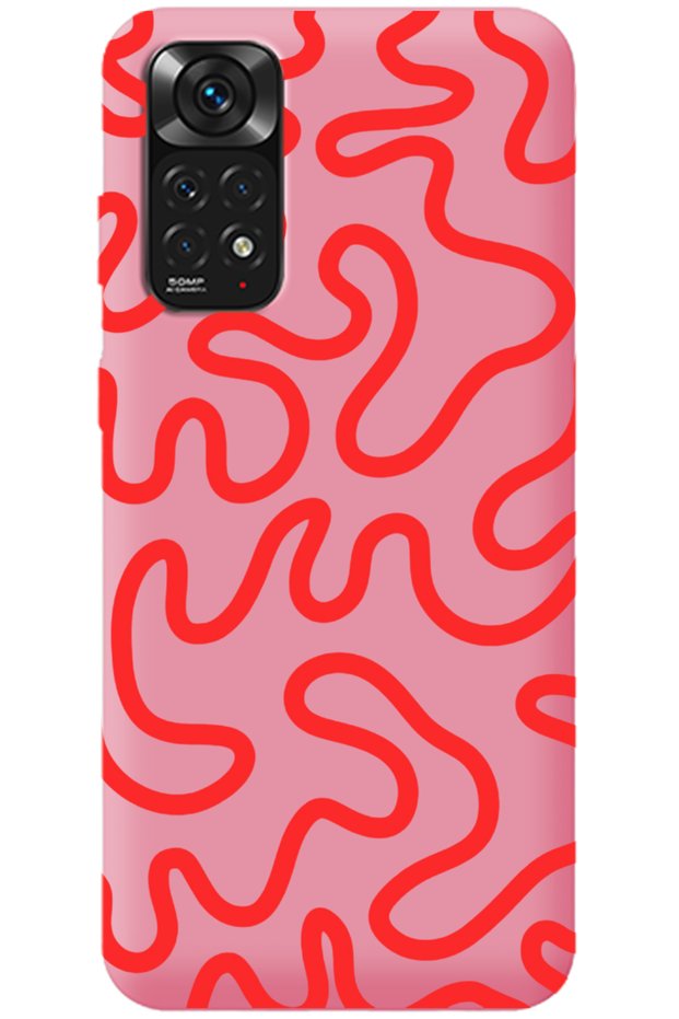Xiaomi Redmi Note 11 Pink Interior Velvet Abstract Patterned Silicone Phone Case