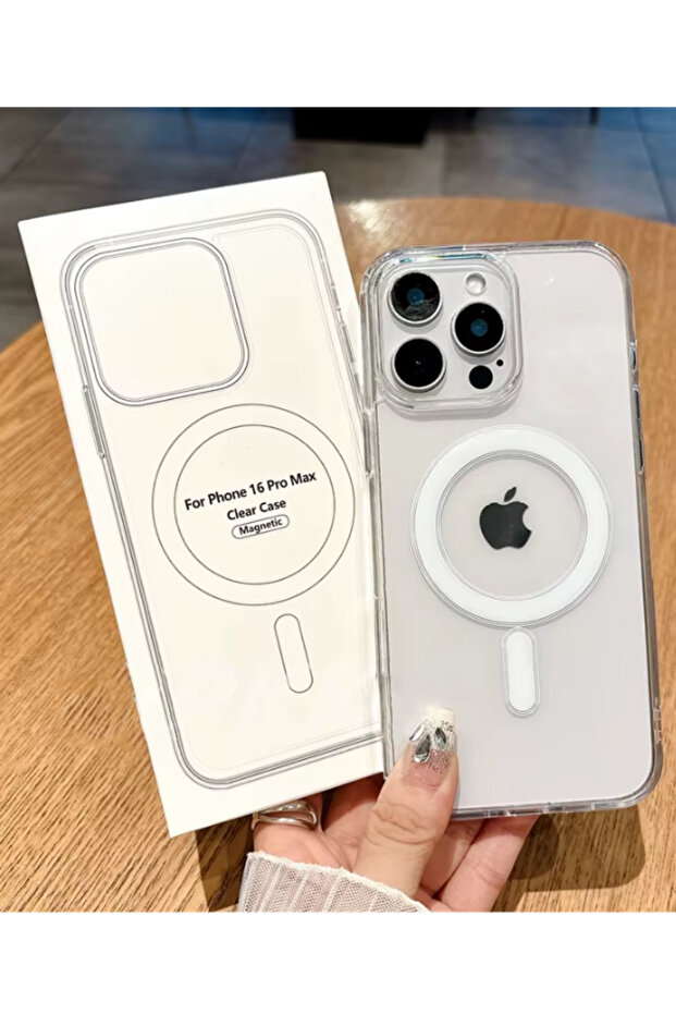 جراب ماج سيف شفاف لهاتف iPhone 15 Pro Max مع كاميرا بارزة وغطاء مقاوم للصدمات