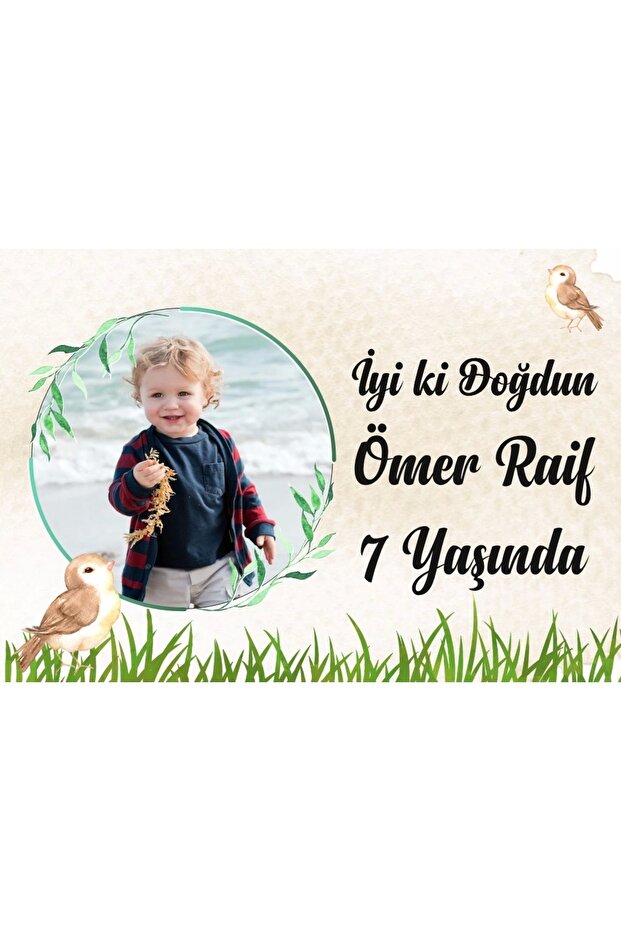 Bird and Forest Themed Birthday Banner 50X70 cm