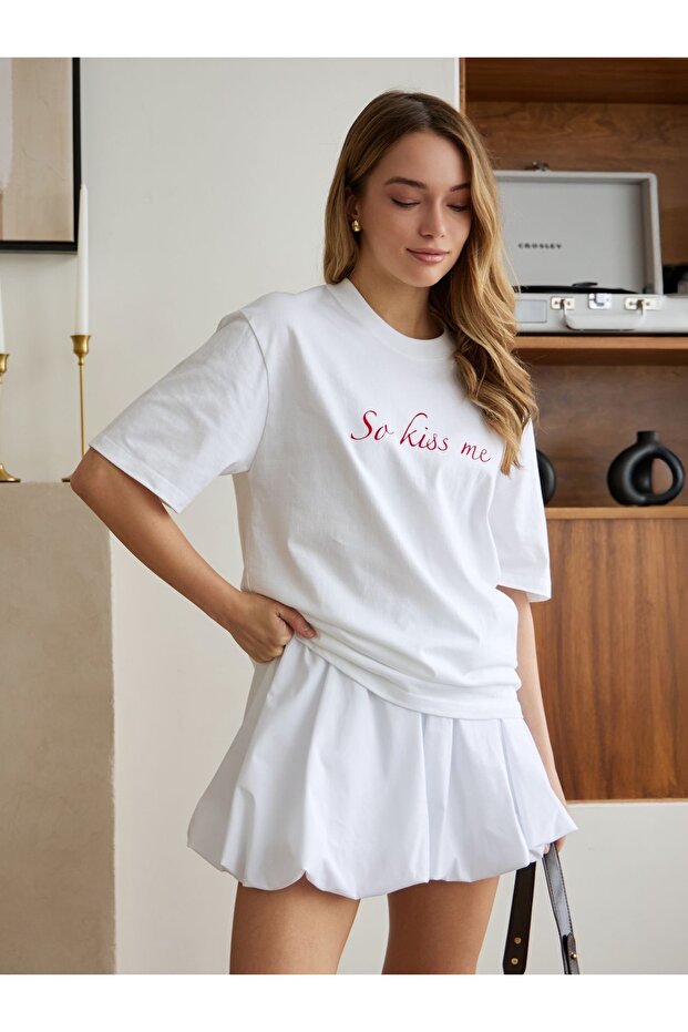 Oversize Cut Short Sleeve Printed T-Shirt